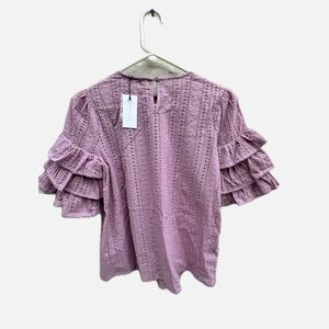 Sugarlips Purple Ruffled Blouse Relaxed Fit